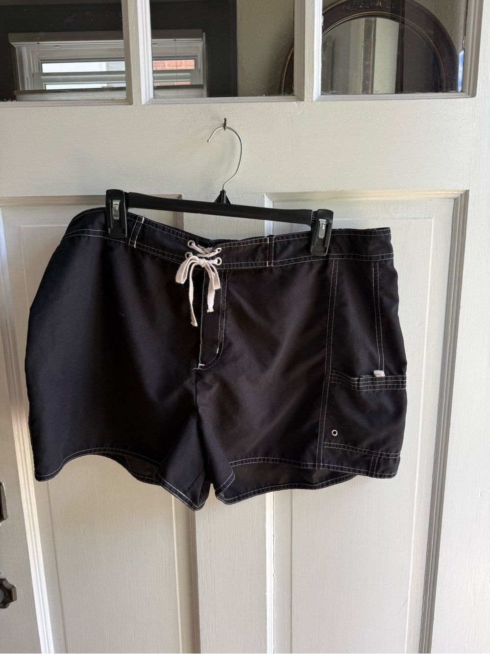 Women's Black Surf Low Rise Shorts with Drawstring Waist
